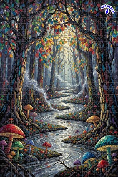 Teona Ahşap لغز خشبي فني بمظهر لوحة زيتية لجبل الغابة السحرية 600 قطعة 50×35