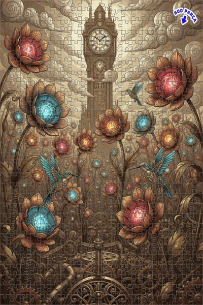 Teona Ahşap لغز خشبي بإطار مزدوج الطابق مطلي بالزيت على شكل برج الساعة بأسلوب...