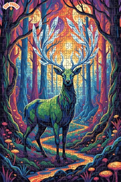 Teona Ahşap لغز فني بمظهر لوحة زيتية لغابة الغزلان الكريستالية 500 قطعة 50×30