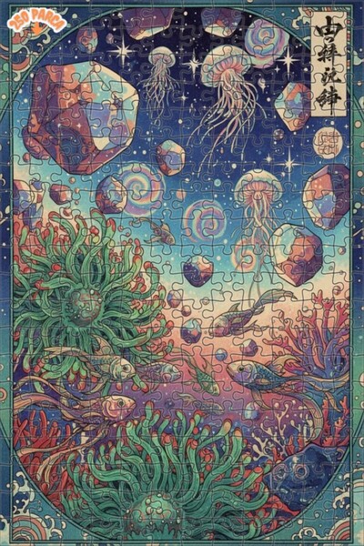 Teona Ahşap لغز خشبي بإطار ذو طابقين بمظهر لوحة زيتية كريستالية تحت البحر 250...