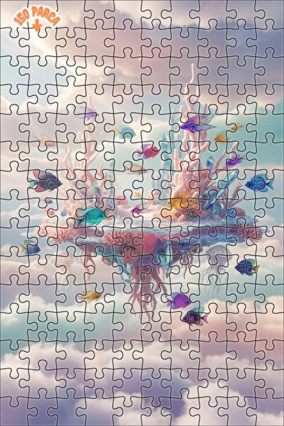 Teona Ahşap لغز خشبي سحري على شكل جزيرة كريستالية تحت الماء 150 قطعة 20x30