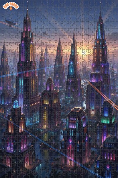 Teona Ahşap أضواء المدينة المستقبلية ذات المظهر الزيتي، لغز خشبي بإطار مزدوج ...