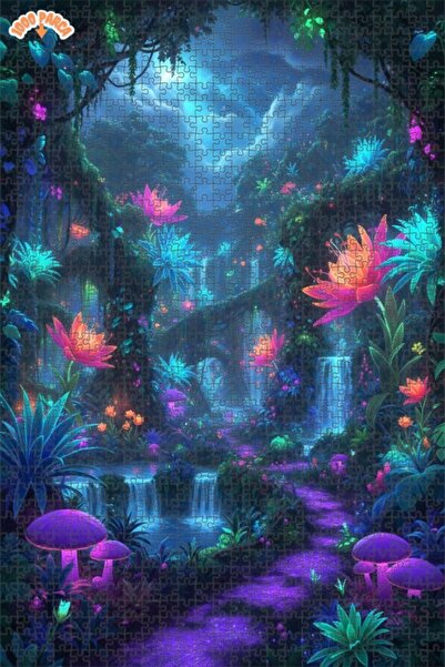 Teona Ahşap ألغاز خشبية مؤطرة بطبقتين بمظهر ألوان مائية لشلالات الغابة السحري...