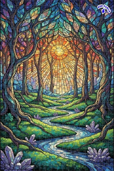 Teona Ahşap لغز خشبي على شكل غابة كريستالية 600 قطعة 50×35