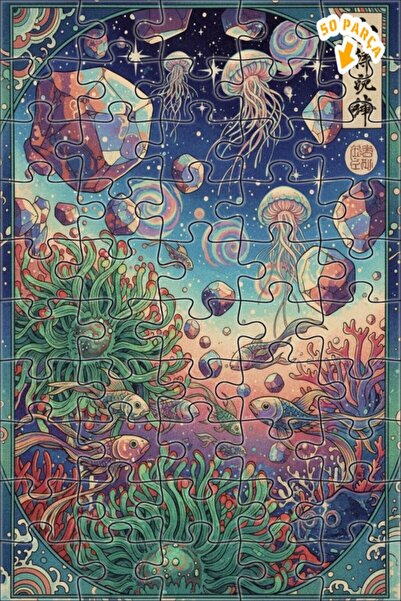 Teona Ahşap لغز خشبي بإطار ذو طابقين بمظهر لوحة زيتية كريستالية تحت البحر 50 ...