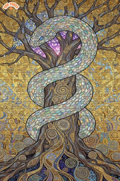 Teona Ahşap لغز خشبي مؤطر بطبقتين بمظهر لوحة زيتية فنية لشجرة الثعبان الغامضة...