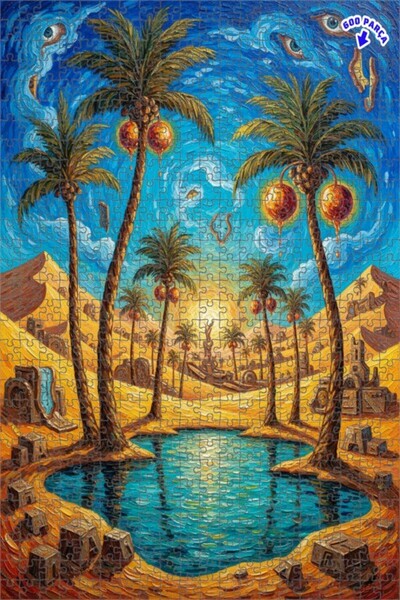 Teona Ahşap لغز خشبي بإطار مزدوج الطبقات بمظهر لوحة زيتية سريالية 600 قطعة 50×35