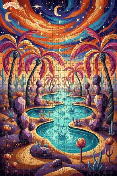 Teona Ahşap لغز فني بمنظر صحراوي ساحر بألوان مائية 500 قطعة 50×30