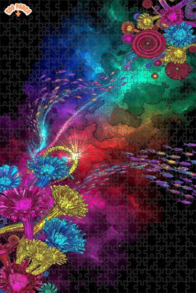 Teona Ahşap لغز خشبي ملون بنمط أزهار سرقة السمك ذو طبقتين مع إطار 500 قطعة 50×30