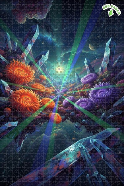 Teona Ahşap لوحة زيتية لزهور الكريستال البراقة في الكوكب، لغز خشبي بإطار مزدو...