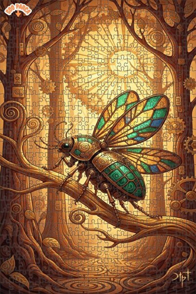 Teona Ahşap لغز خشبي ميكانيكي فني على شكل حشرة يعمل بالبخار، بإطار مزدوج الطب...