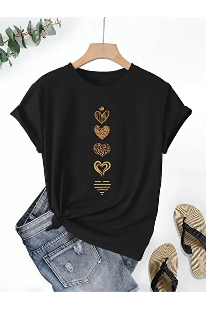 FUFLUNS Crowned Heart Printed Women's Oversize Circular Neck T-Shirt