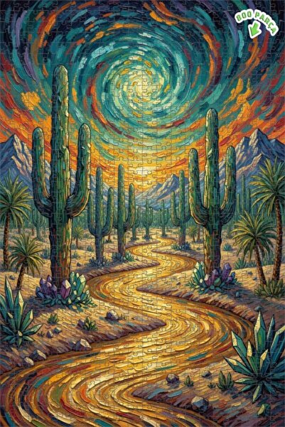 Teona Ahşap لغز خشبي بإطار ذو طابقين بمظهر لوحة زيتية لحلم الصحراء 800 قطعة 7...