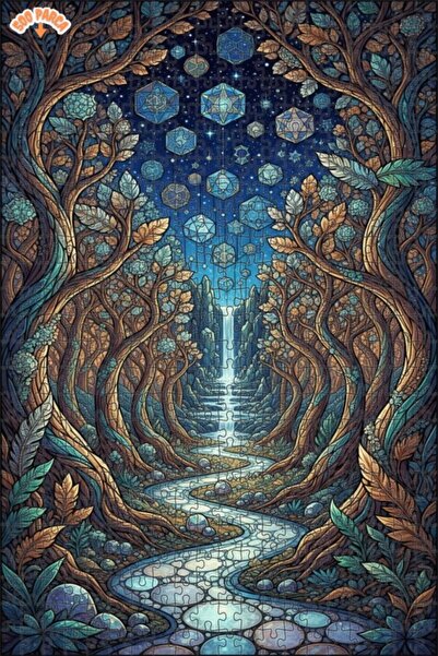 Teona Ahşap لغز فني لشلال الغابة الغامضة 500 قطعة 50×30