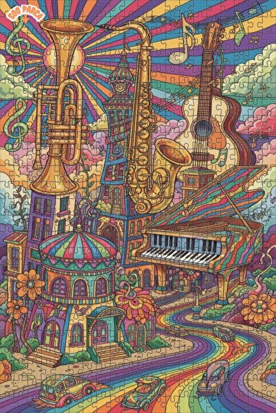 Teona Ahşap لغز خشبي بإطار ذو طابقين بمظهر لوحة زيتية، بتصميم مدينة الموسيقى ...