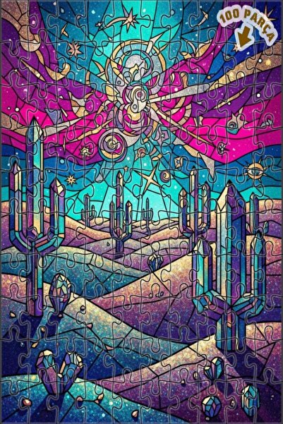 Teona Ahşap لغز خشبي بإطار مزدوج الطبقات بمظهر فسيفساء زجاجية من كريستال واحة...