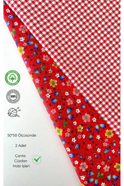 seyranat Сумка, гаманець, для хобі 2 штуки 50 см червоної тканини з квітковим...