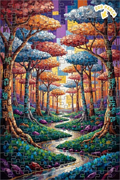 Teona Ahşap لغز خشبي مؤطر بطبقتين بمظهر لوحة زيتية لرحلة الغابة الغامضة 200 ق...