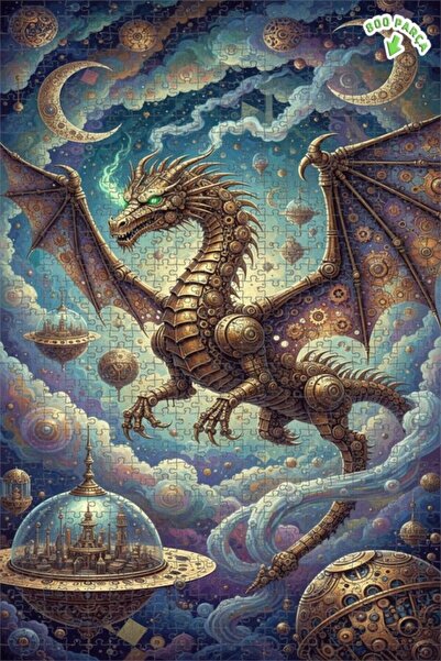 Teona Ahşap لوحة زيتية ميكانيكية لمشهد السماء مع التنين، لغز خشبي بإطار مزدوج...