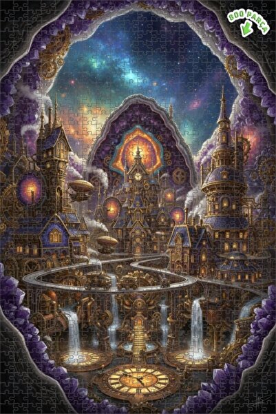 Teona Ahşap لغز خشبي بإطار مزدوج الطبقات من كريستال سيتي ستيمبانك 800 قطعة 70x50