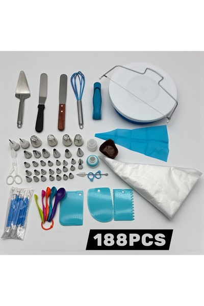 cc bin shihon 188-piece cake decorating and dessert preparation set with rota...