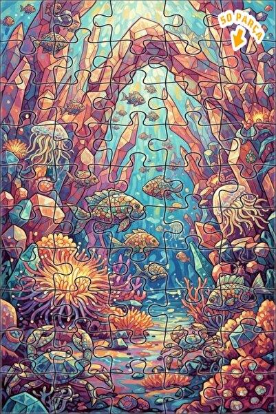 Teona Ahşap لغز خشبي بإطار مزدوج الطبقات بمظهر لوحة زيتية كريستالية تحت الماء...