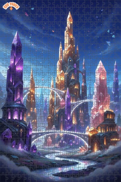 Teona Ahşap لغز خشبي مؤطر بطبقتين من مدينة الكريستال الغامضة 500 قطعة 50x30