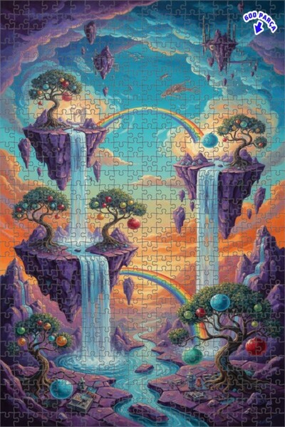 Teona Ahşap لغز فني بتصميم شلالات السماء الخيالية بمظهر اللوحات الزيتية 600 ق...