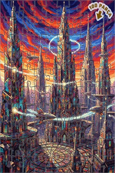 Teona Ahşap لغز خشبي بإطار مزدوج الطبقات بمظهر لوحة زيتية لامع يشبه المدينة ا...