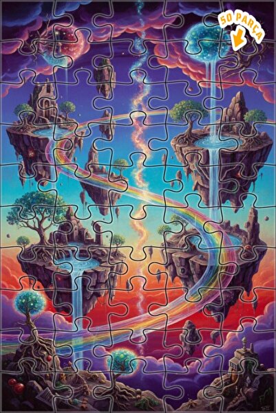 Teona Ahşap لغز خشبي بإطار ذو طابقين بمظهر لوحة زيتية لجنة الجنة السماوية 50 ...