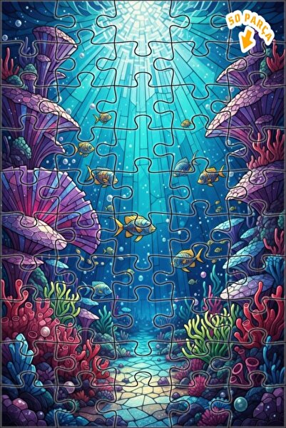 Teona Ahşap لغز خشبي مؤطر بطبقتين بتصميم فن الفسيفساء الغامض تحت البحر 50 قطع...