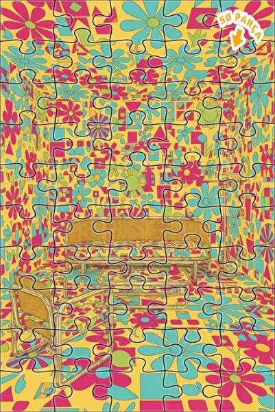 Teona Ahşap لغز خشبي مزدوج الطبقات بإطار بنمط الزهور من ماجيك روم، 50 قطعة، 1...