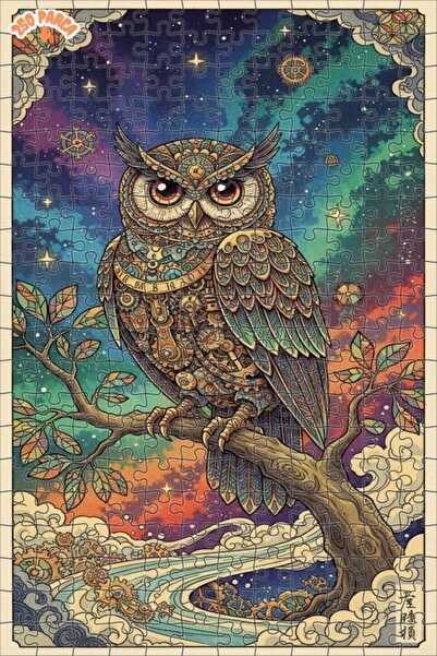 Teona Ahşap لغز خشبي بإطار مزدوج الطبقات بمظهر لوحة زيتية فنية لبومة ميكانيكي...