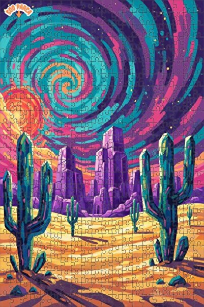 Teona Ahşap لغز خشبي بإطار مزدوج الطبقات بمظهر لوحة زيتية لغروب الشمس في الصح...