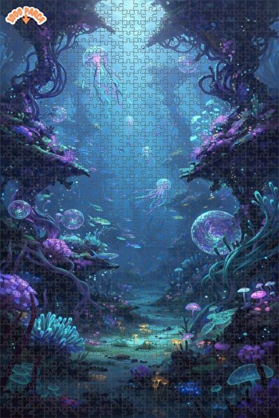 Teona Ahşap لغز خشبي مؤطر بطبقتين بمظهر لوحة زيتية لأساطير تحت البحر السحرية ...