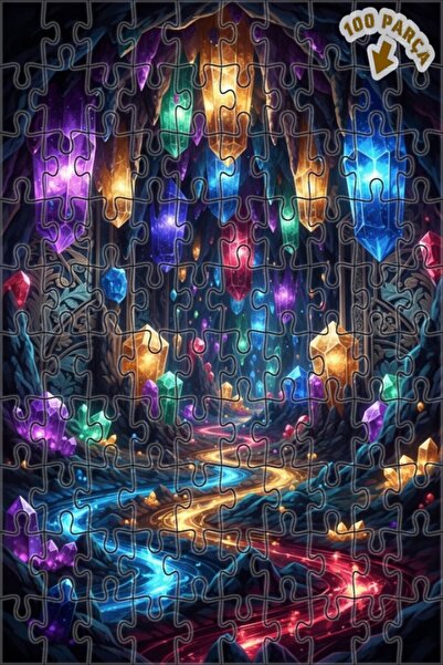 Teona Ahşap لغز خشبي مؤطر بطبقتين بمظهر لوحة زيتية لكهف الكريستال السحري 100 ...