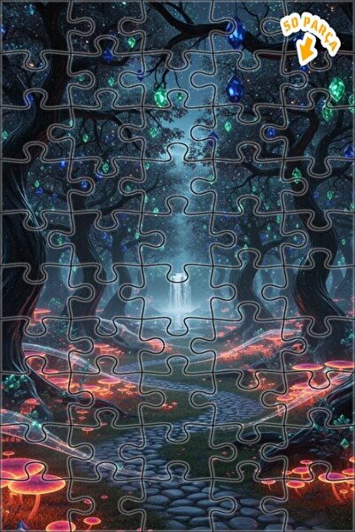 Teona Ahşap لغز خشبي بمظهر لوحة زيتية لغابة كريستالية سحرية 50 قطعة 15×25