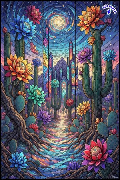 Teona Ahşap لغز خشبي ملون بمظهر الزجاج الملون على طراز حكايات الصحراء 600 قطع...