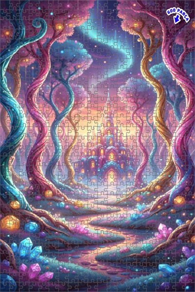 Teona Ahşap لغز خشبي مؤطر بطبقتين من مملكة الخيال القلعة السحرية 600 قطعة 50×35