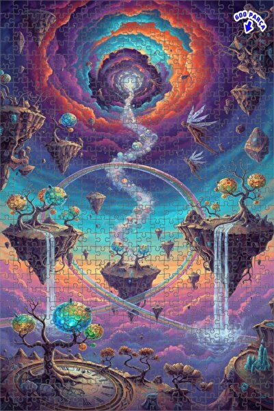 Teona Ahşap لغز فني بمظهر لوحة زيتية لسماء سحرية من الأراضي الغامضة 600 قطعة ...