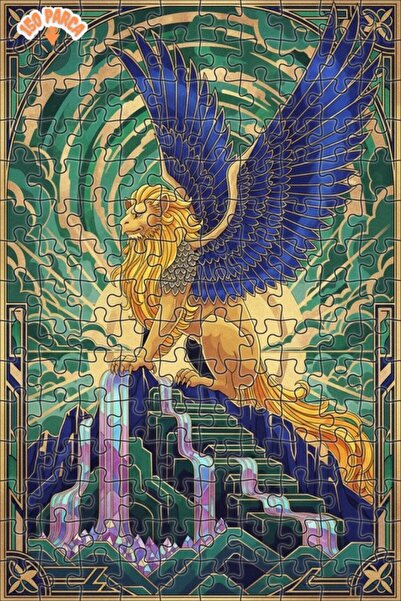 Teona Ahşap لغز خشبي مؤطر بطبقتين على شكل حيوان الأسد ذو الأجنحة الغامضة 150 ...