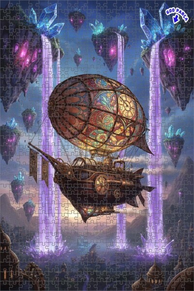 Teona Ahşap لغز خشبي مؤطر بطبقتين بتصميم السفينة الهوائية الغامضة والشلالات ا...