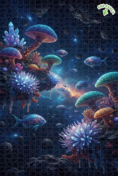 Teona Ahşap أسماك سحرية في أعماق الكون وغزلاً كريستاليًا، لغز خشبي بإطار مزدو...