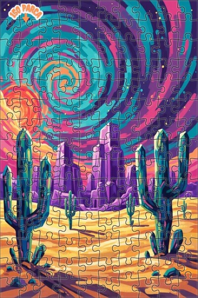 Teona Ahşap لغز خشبي بإطار مزدوج الطبقات بمظهر لوحة زيتية لغروب الشمس في الصح...