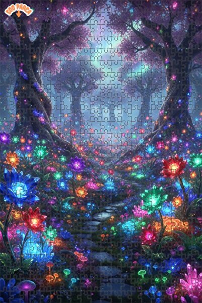 Teona Ahşap Magical Forest Radiance Oil Painting Look Double Layer Framed Woo...