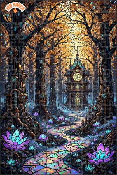 Teona Ahşap لغز خشبي بإطار مزدوج الطبقات على شكل برج الساعة الغابة الغامضة 15...