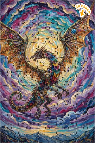 Teona Ahşap لوحة زيتية ملونة لملك السماء على شكل تنين، لغز خشبي بإطار مزدوج ا...