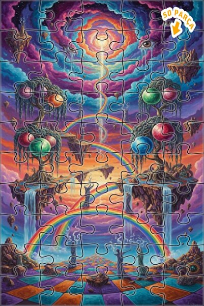 Teona Ahşap لغز خشبي مؤطر بطبقتين بمظهر لوحة زيتية لـ "أرضيات غامضة" 50 قطعة ...