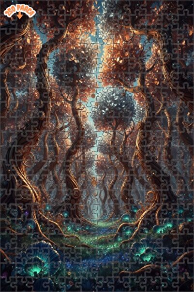 Teona Ahşap لغز خشبي مؤطر بطبقتين من الغابة السحرية 250 قطعة 30x30