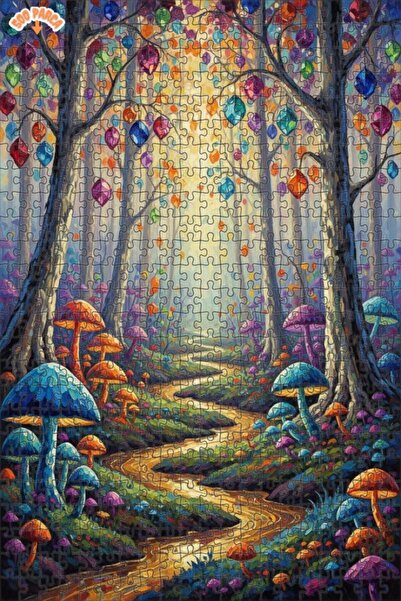 Teona Ahşap Enchanted Forest Slope Double Layer Framed Wooden Puzzle 500 Piec...